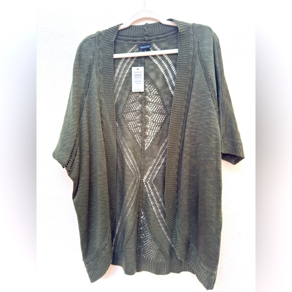Torrid Pointelle Dolman Cardigan Open Front Sweater